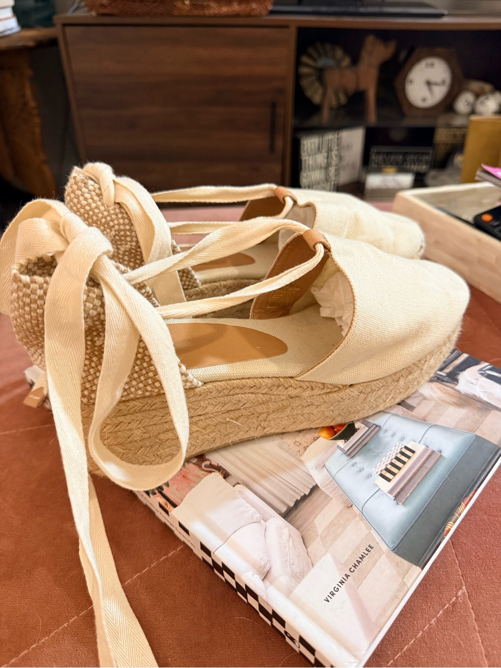 Castaer Carina 30 Espadrille Wedge Sandals In Beige Canvas Lace Up Coastal Jute — image 6 of 8